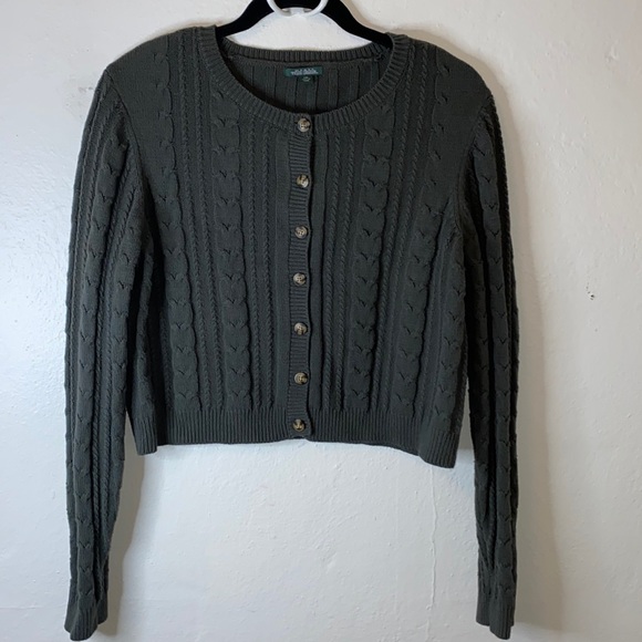 Cardigan Crop Cable Knit Sweater By Wild Fable Size: Large - Picture 2 of 6